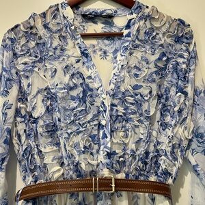 Zara Blue and White Floral Maxi Dress